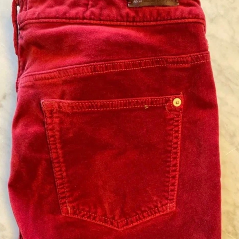 Pilcro and the Letterpress High Rise Skinny Velvet Red Pants - Picture 2 of 5